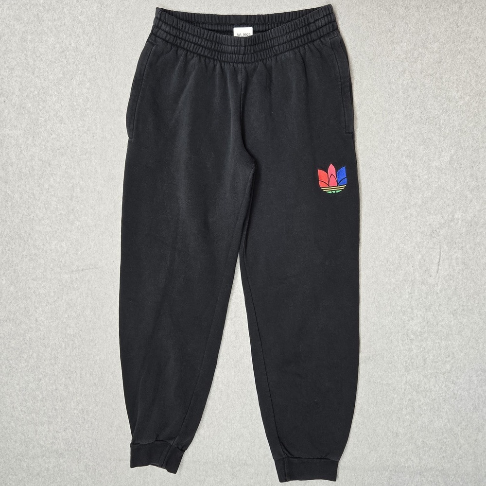 Adidas Men Pants M Black Embroidered Jogger 3D Trefoil Logo 28" Inseam